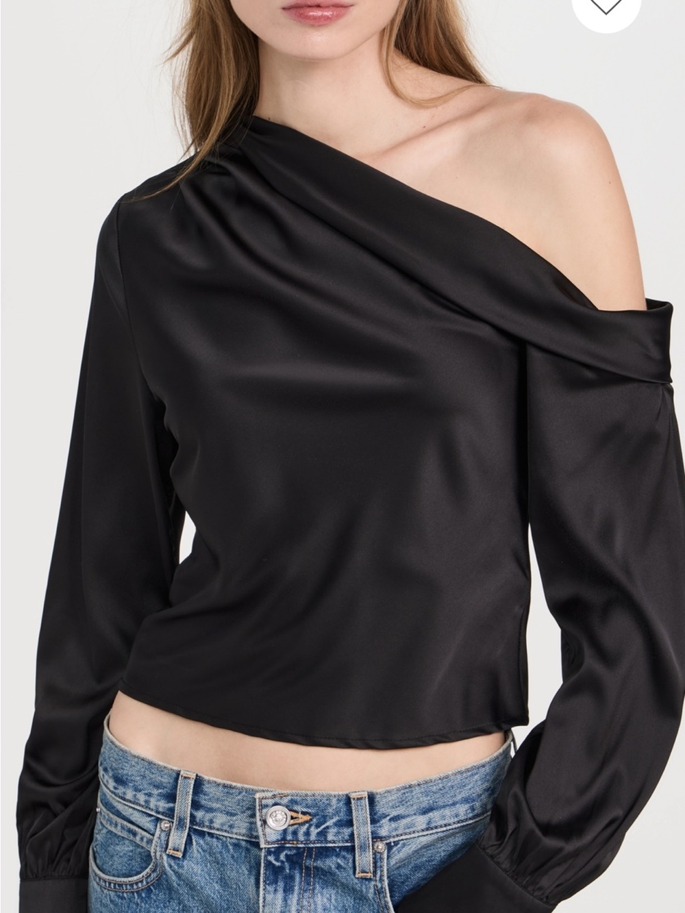 Lioness Black One-Shoulder Satin Blouse *Never worn